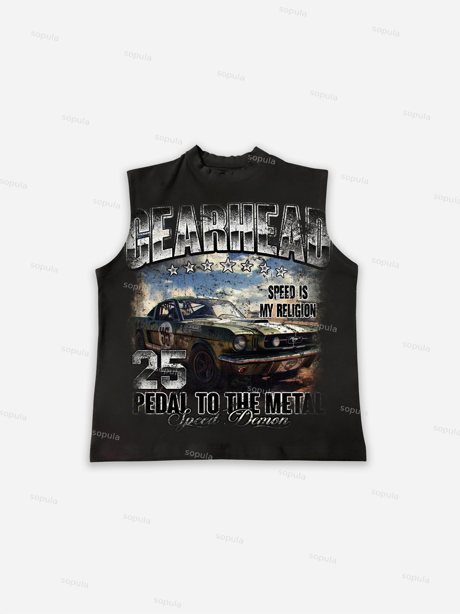 Gearhead Aged Vintage American Muscle Car Graphic Cotton Tank Top - Sopula｜Premium Graphic Tees & Graphic Clothing