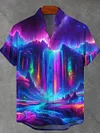 Unisex Colorful Fluorescent Waterfall Abstract Print Design T-Shirt