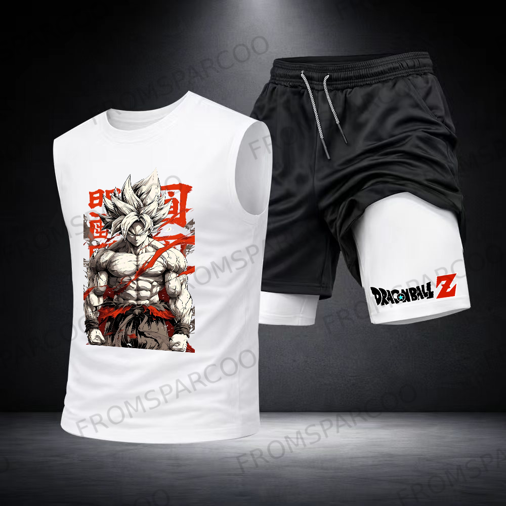 Men&rsquo;s Black Workout Set Sleeveless Tank Top & Sports Shorts 2-Piece Gym Outfit