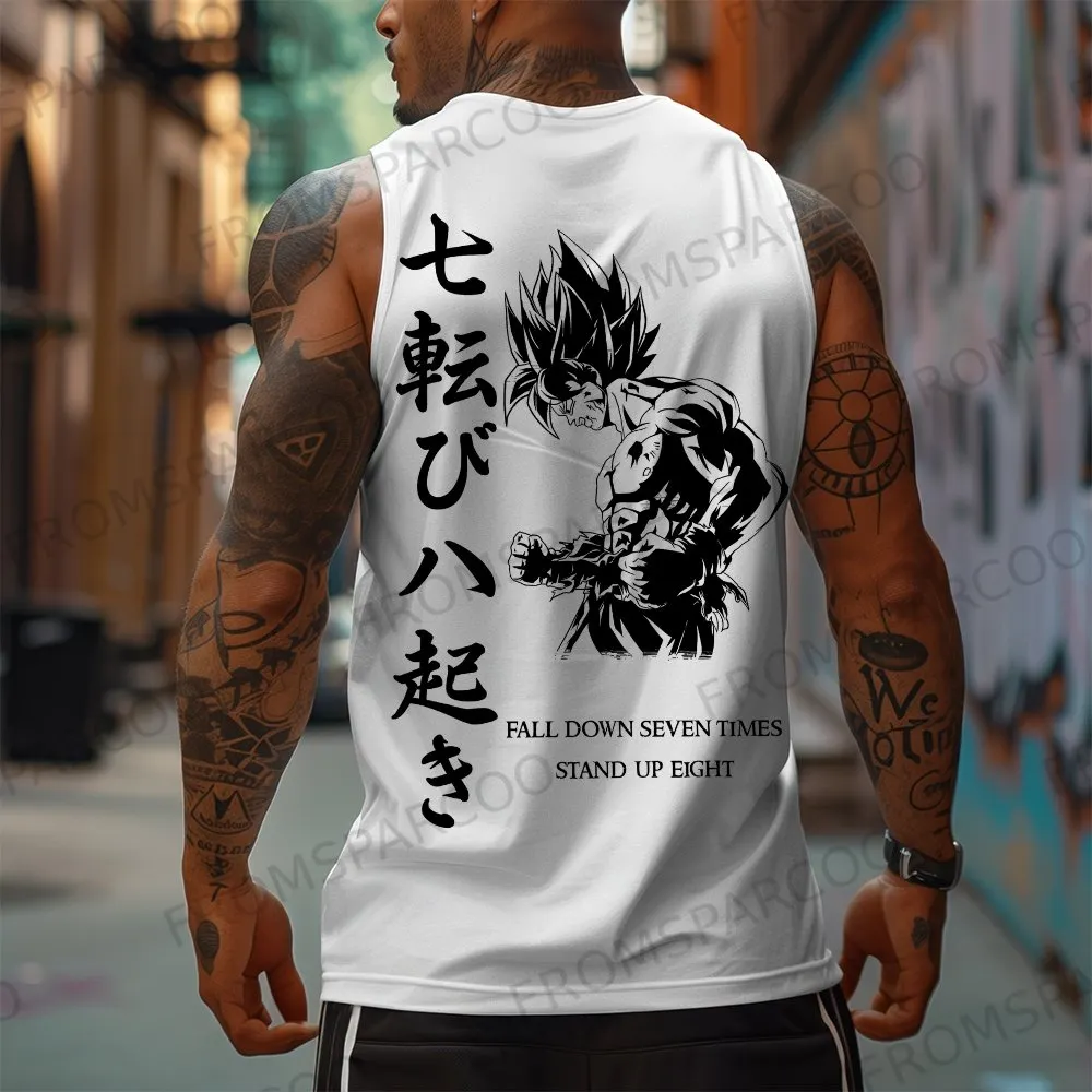 Oversized Anime Print Gym Tank Top