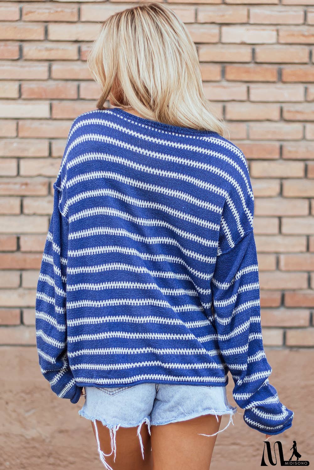 Stripe Drop Shoulder Casual Sweater