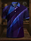 Men's Retro Line Polka Dot Textured Art Print Casual Business Polo Shirt