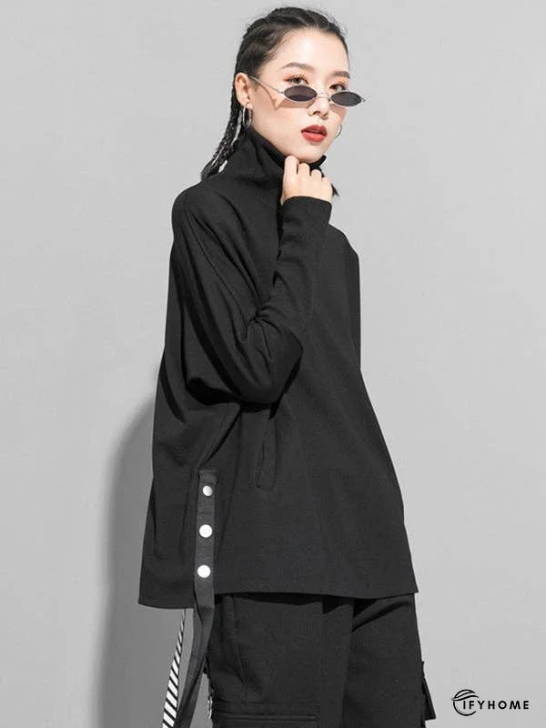 Original Solid Stand Collar T-Shirts Tops | IFYHOME