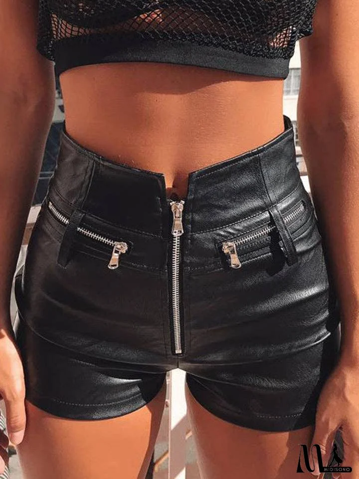 Full Size Zip-Up Shorts with Pocket