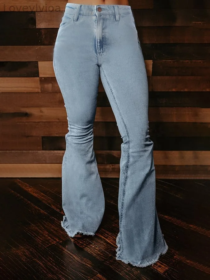 Western-Inspired Flared Denim Jeans