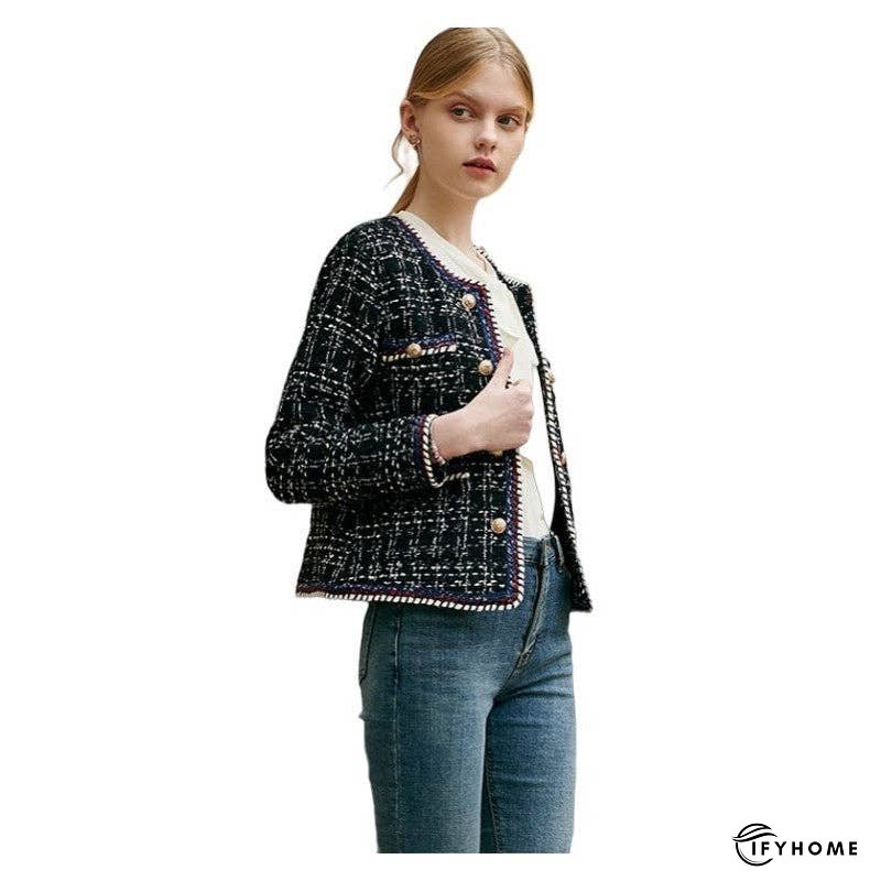 Black And White Check Double Breasted Tweed Jacket | IFYHOME