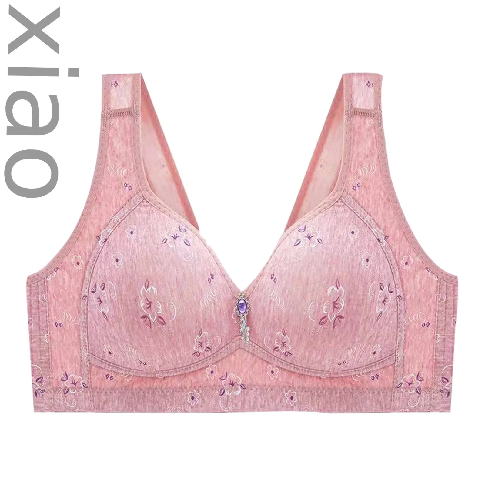Bras-High Quality Plus Size Bra For women Push Up Bra Stripe pattern Wireless Bralette Breathable Bra Female Underwear lingerie-Bras