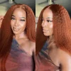 Glueless Brown Kinky straight 200% density brazilian wigs