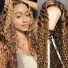 Black Brown Brazilian Water Wave 360 Lace Frontal Curly Wigs
