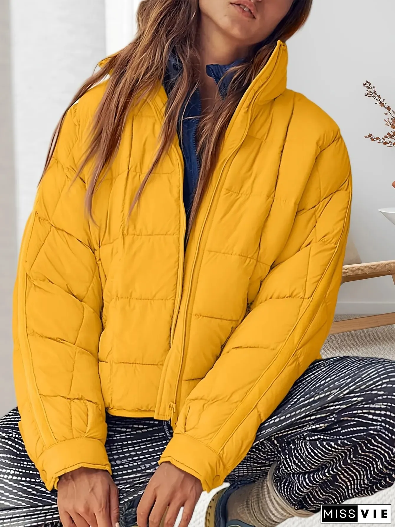Womens Oversized White Duck Down Insulated Winter Coat Lightweight Warm Full-Zip Jacket