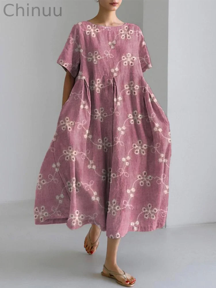 Fashion Floral Pattern Hollow Design Dress