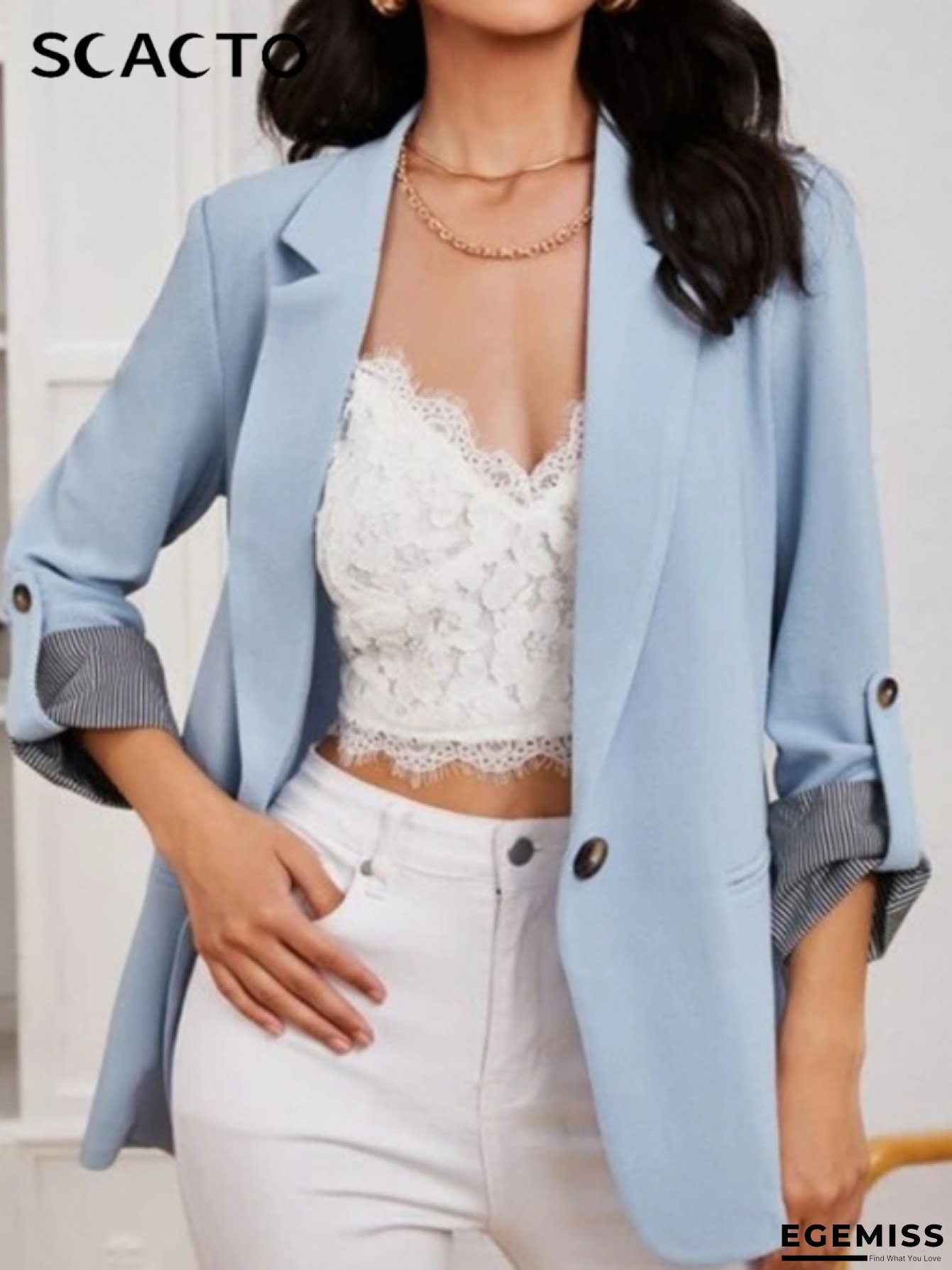 SCACTO Women's Navy Blue Cardigan - Elegant Office & Party Sweater, Machine Washable Chic Blazer-like Jacket for Everyday Formal Events, Seasonal Fashion, Classic Lapel Collar, Quality Stitching, Stylish Outerwear, Fashion Enthusiasts, Winter Layering | EGEMISS