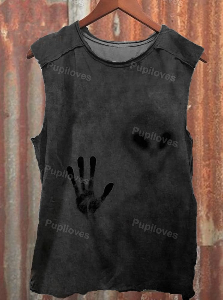 Pupiloves Pupiloves Dark Style Skull Shadow Graphic Tank Top