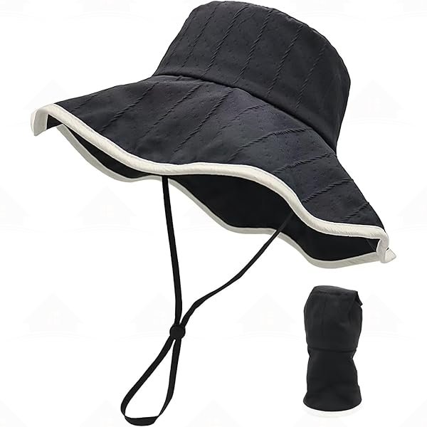 Home Prefer Wide Brim Floppy Sun Hat for Women Summer Beach Travel UPF50+ Foldable Lightweight Bucket Hats with Detachable Strap
