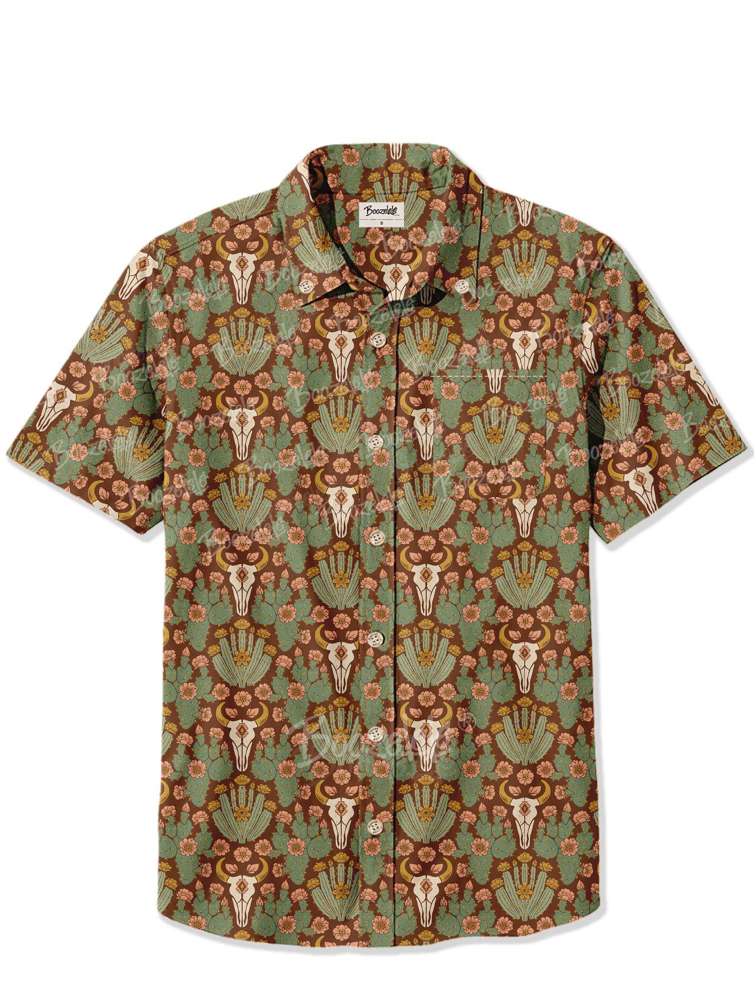 【Monique Beaudin X Boozelele】Blooming Cactus And Buffalo Skull - 100% Cotton Shirt