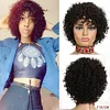 Short Bob Curly Hair Black Wave Wig With Bangs