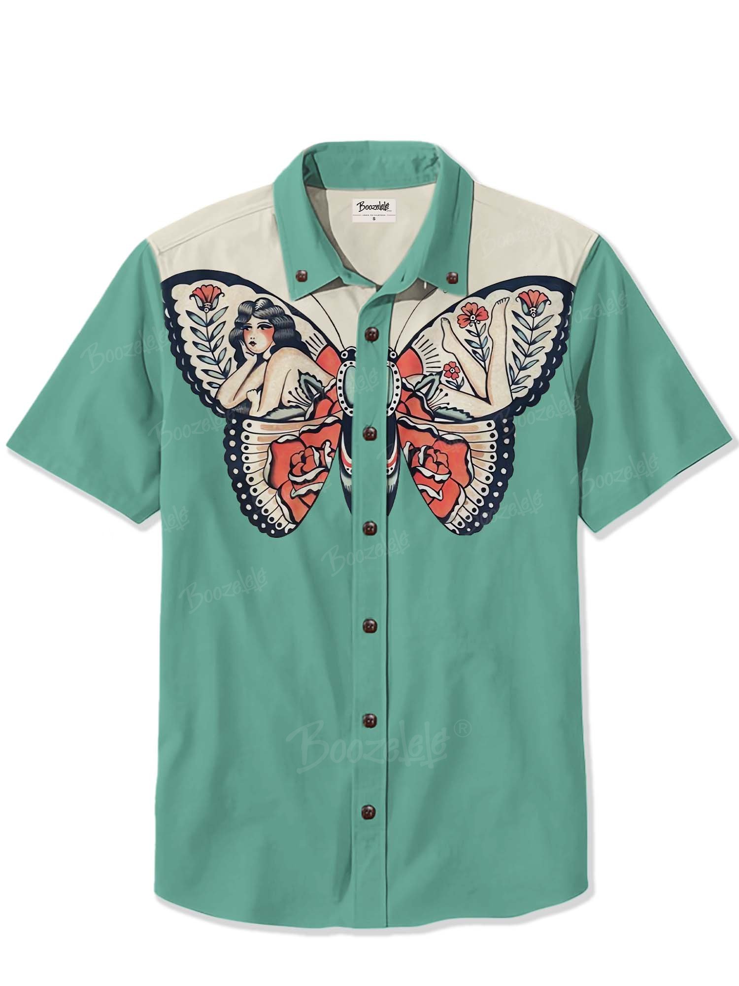 Vintage Girl And Butterfly - 100% Cotton Shirt