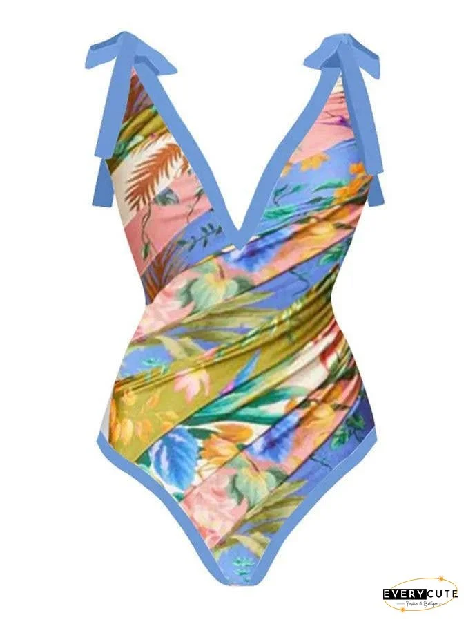 Ladies Strape Shoulder Print One Piece Swimwear SKSW40080T