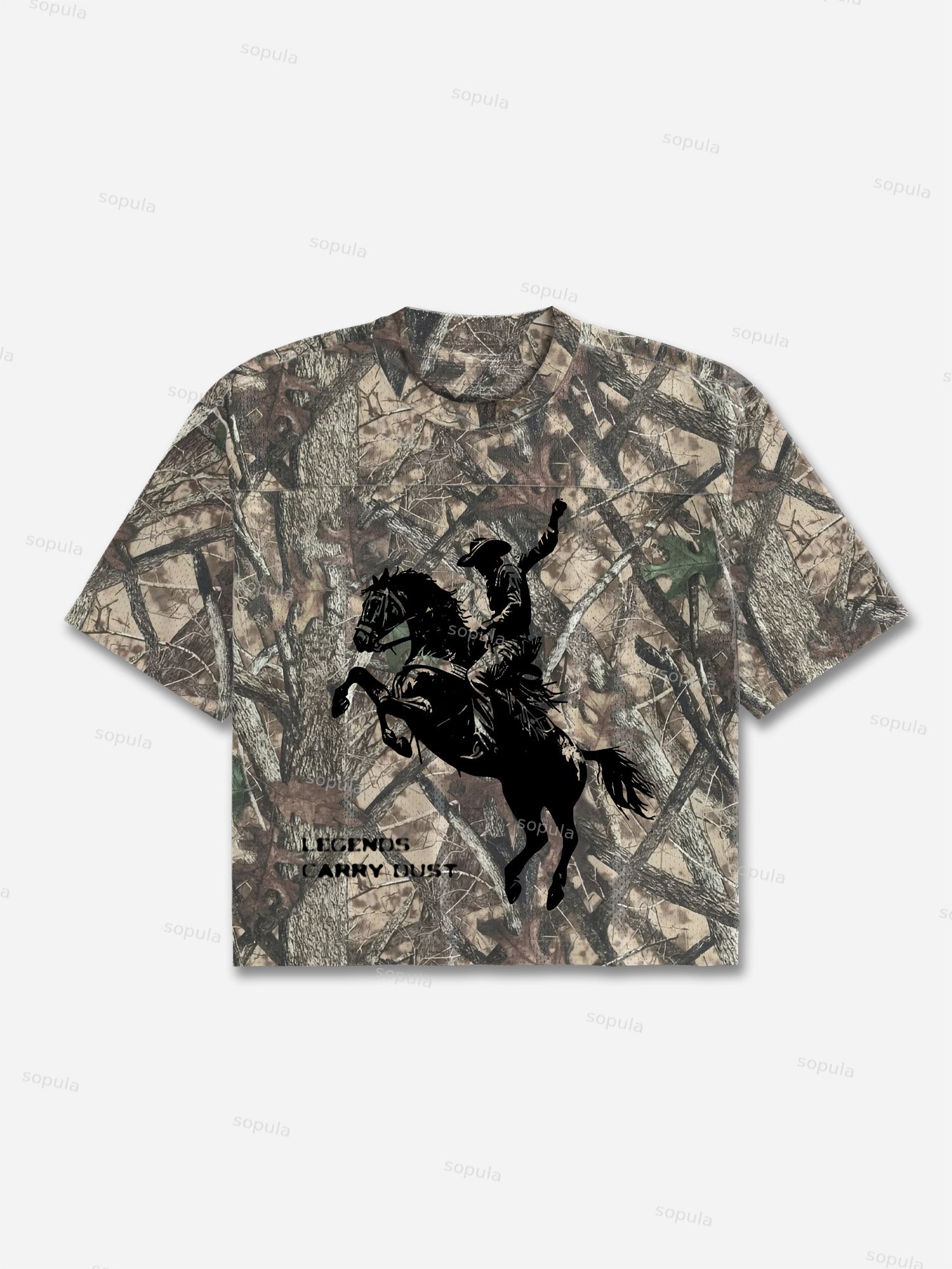 Camouflage Leaves Legendary Cowboy Graphic Cropped Jerseys