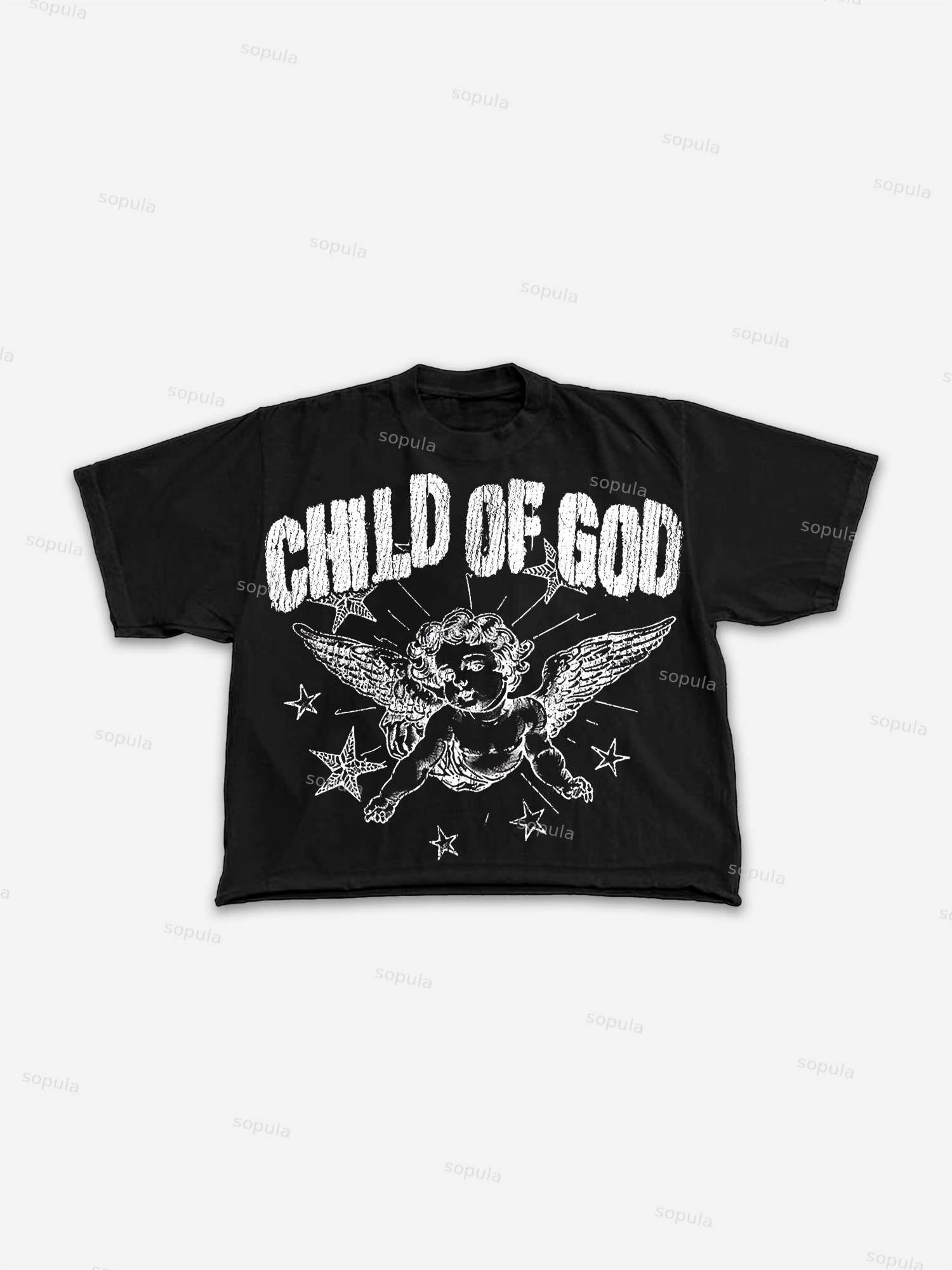 Child Of God Angel Print Cropped T-shirt