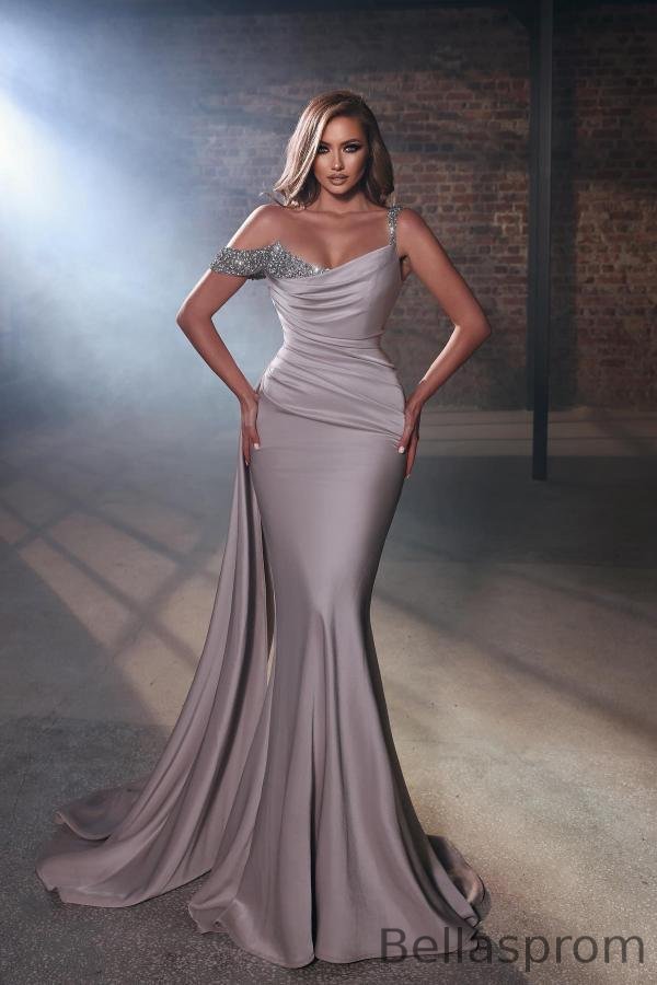 Bellasprom Off-the-Shoulder Mermaid Evening Dress Long Ruffle With Beads Bellasprom