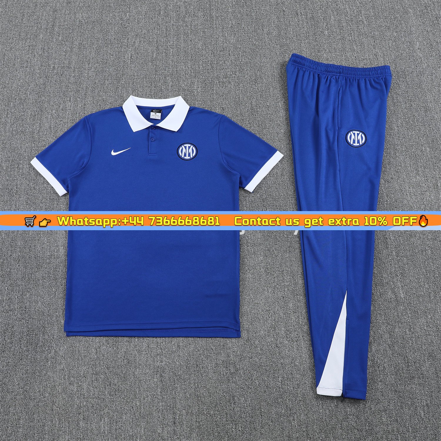 Inter Milan 25-26 POLO Short-Sleeve Training Set - Blue Top and Pants