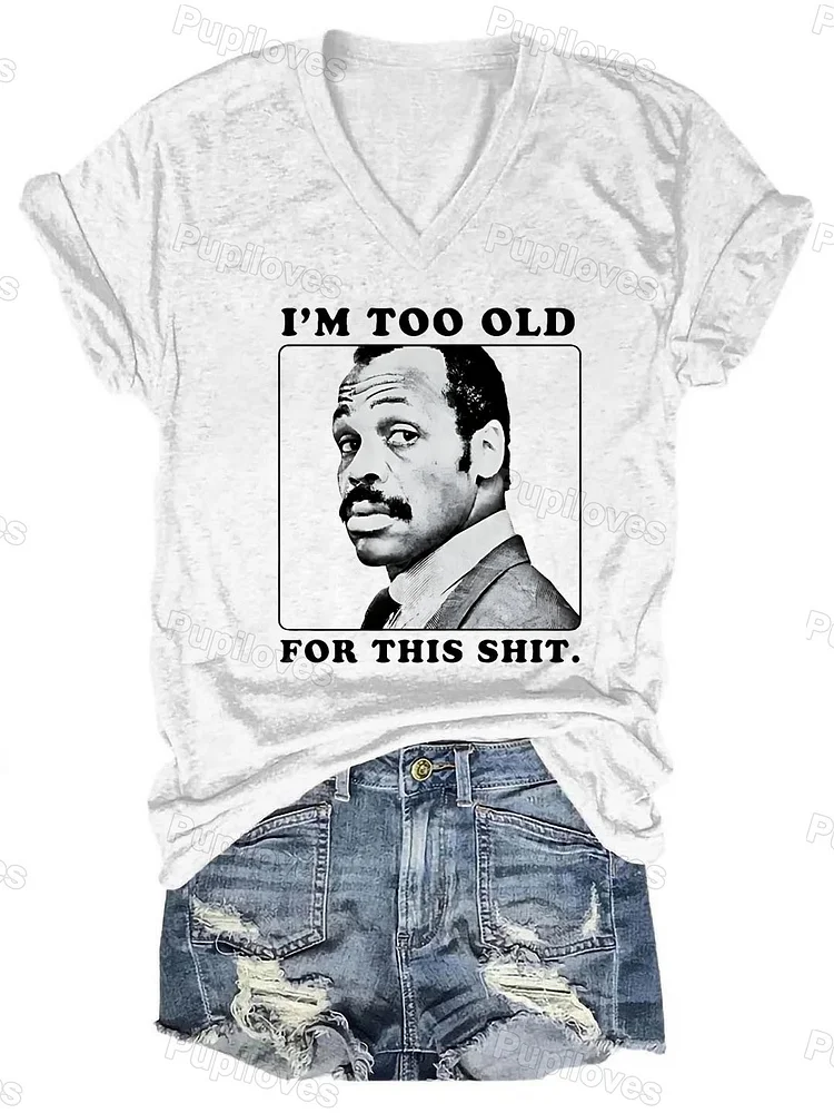 Pupiloves Pupiloves  Emotions of Old Man Sticker V-Neck T-shirt