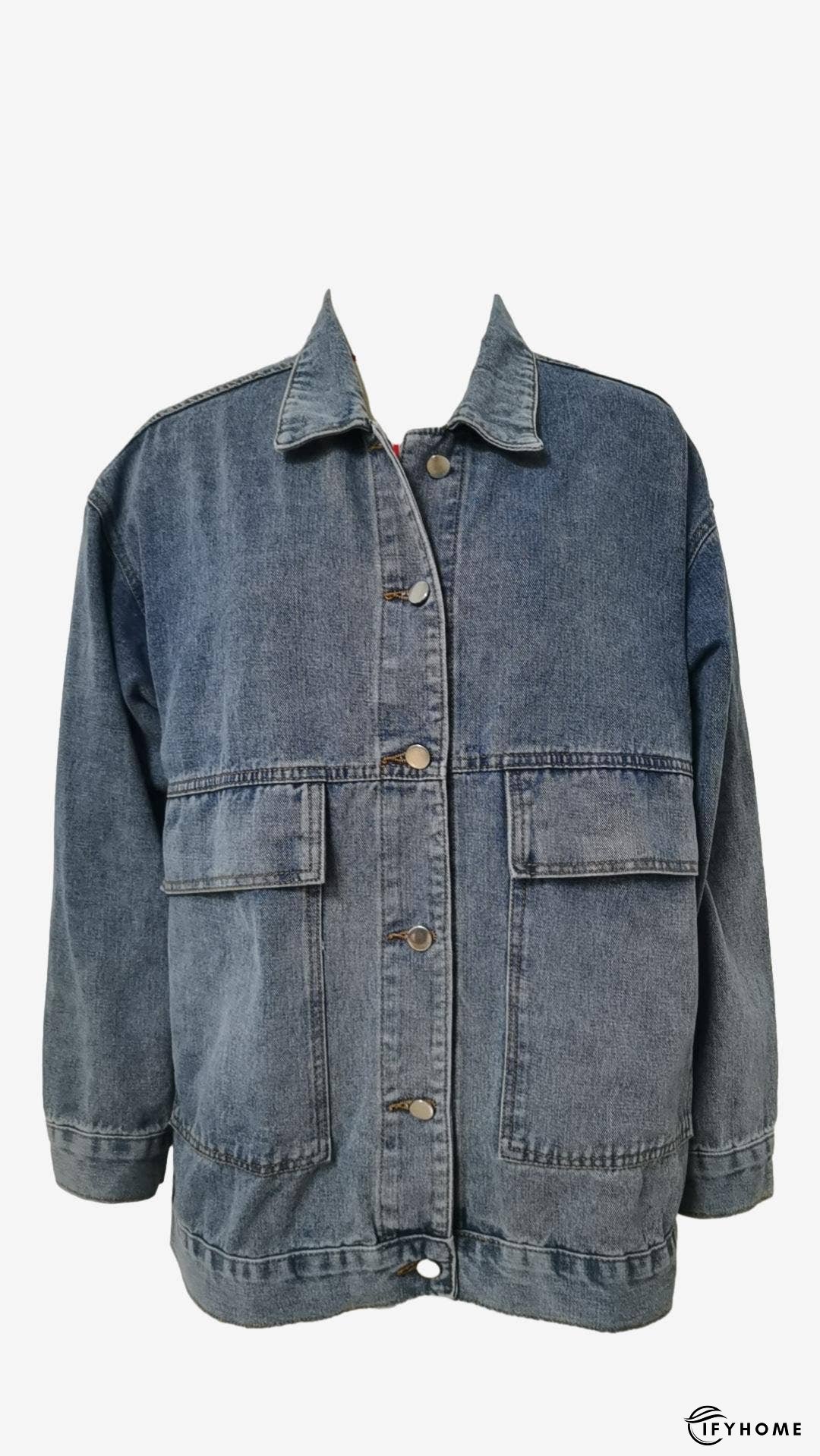 Retro Denim Long Sleeves Cargo Jacket With Pockets | IFYHOME