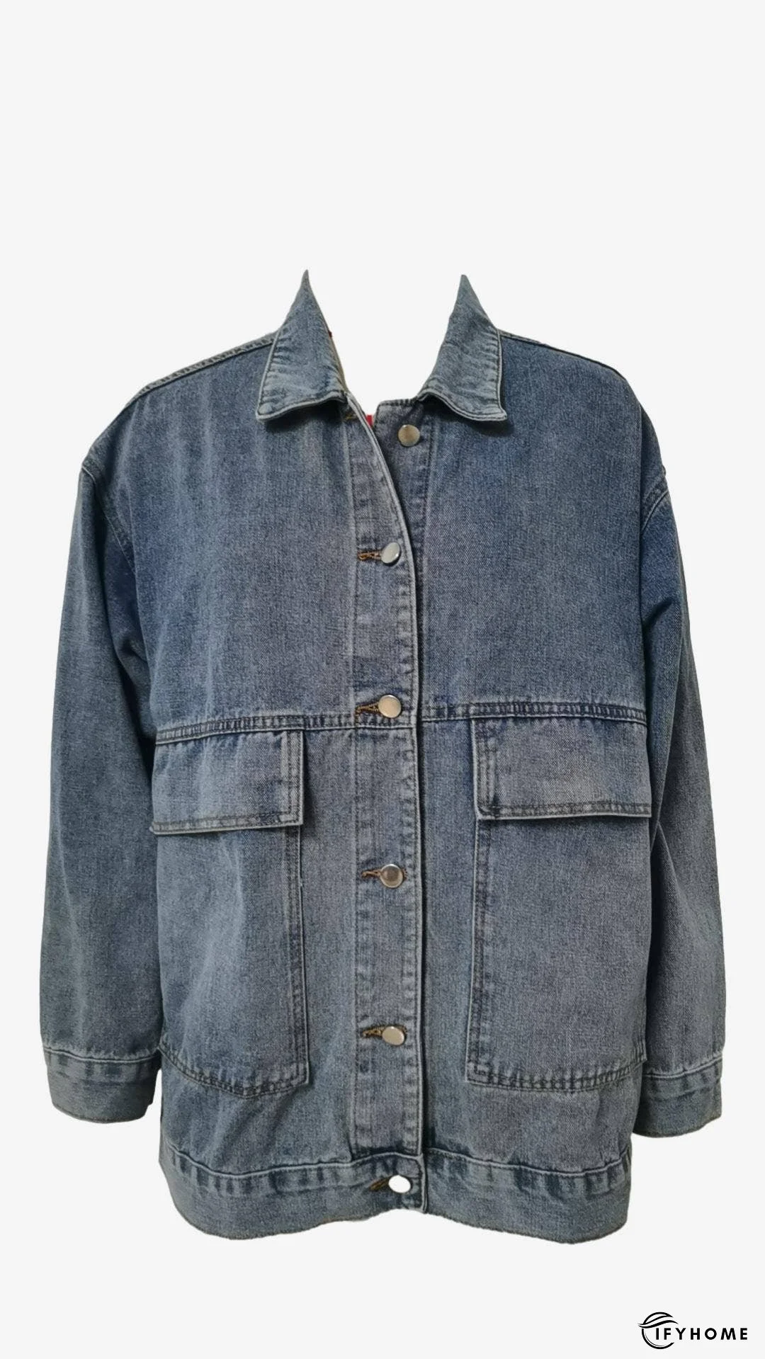 Retro Denim Long Sleeves Cargo Jacket With Pockets | IFYHOME