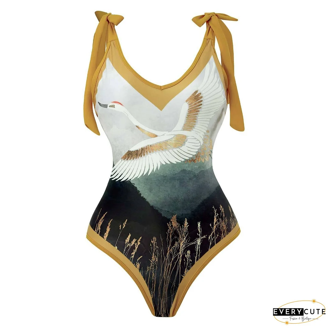 Ladies Strape Shoulder Print One Piece Swimwear SKSW40080T