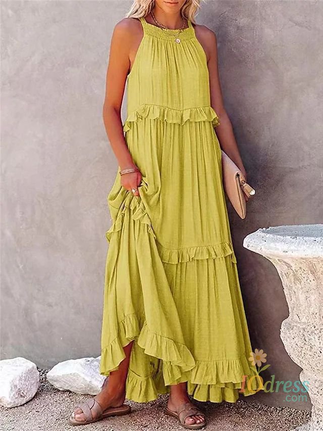 IO Dress Fitshinling Ruffles Party Long Dresses For Women Costume Sexy Sleeveless Maxi Dress Dance Wear A Line Boho Holiday Vestidos