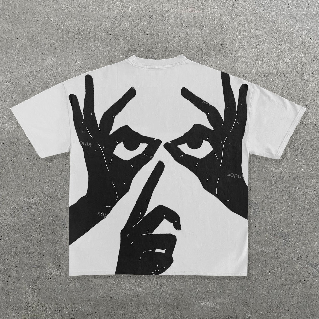 Sopula Vintage Gesture & Eyes Graphic Cotton Short Sleeve T-Shirt