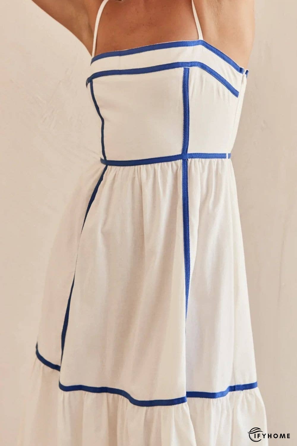 Contrast Trim Square Neck Midi Cami Dress | IFYHOME