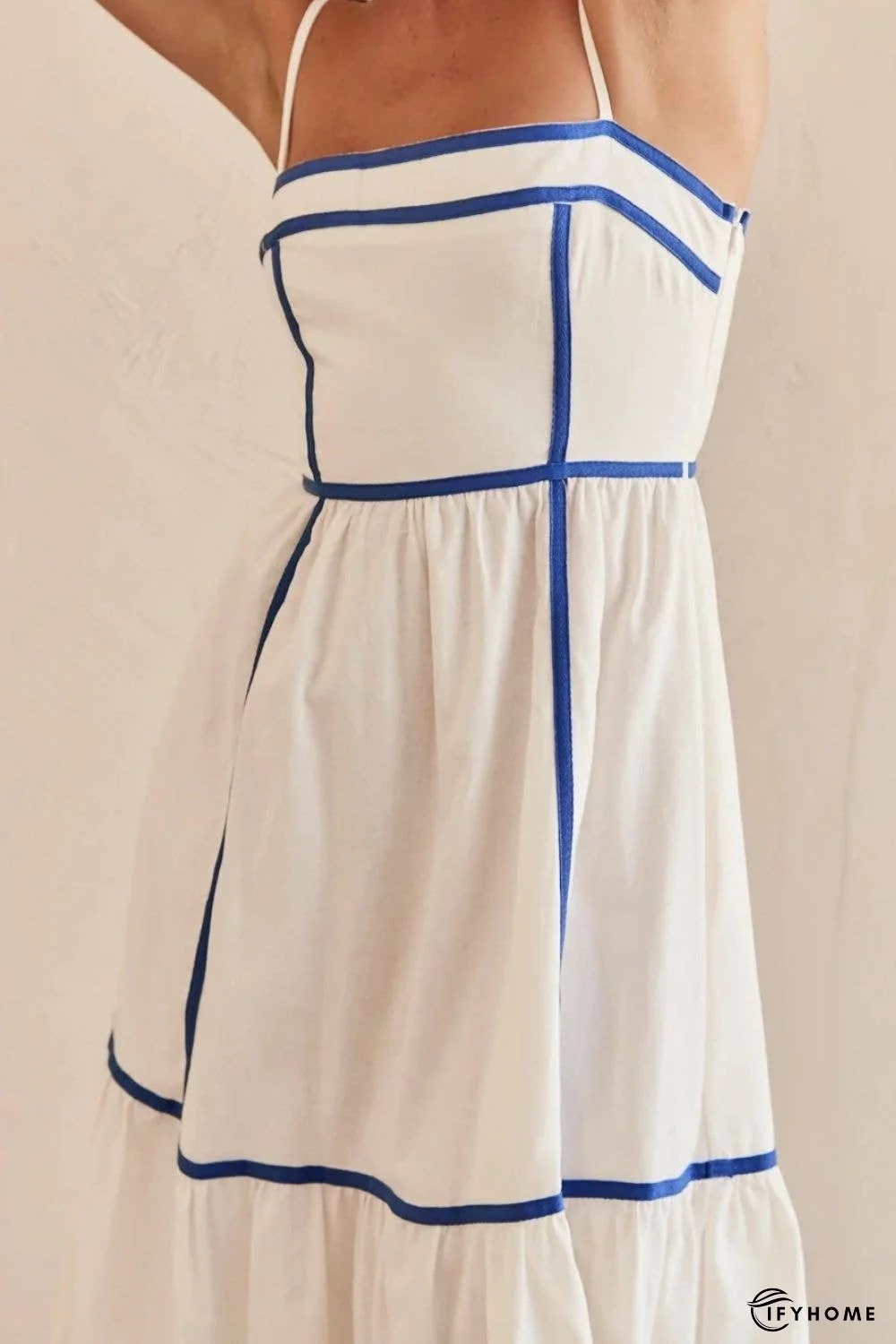 Contrast Trim Square Neck Midi Cami Dress | IFYHOME