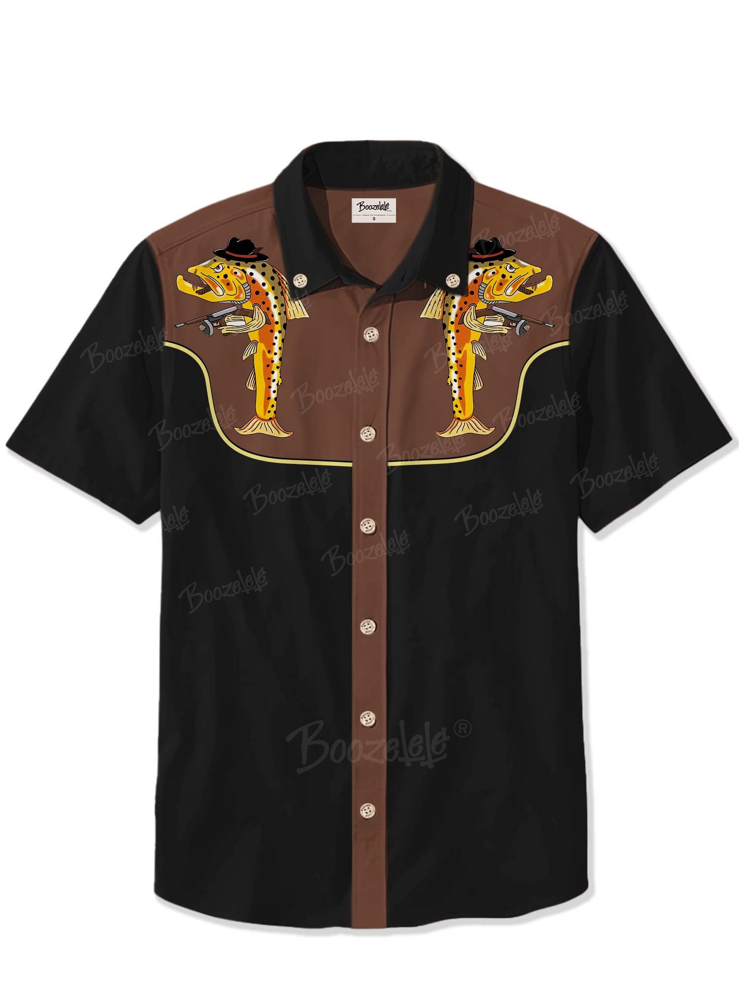 Western Cowboy Fish Holding A Gun - 100% Cotton Shirt
