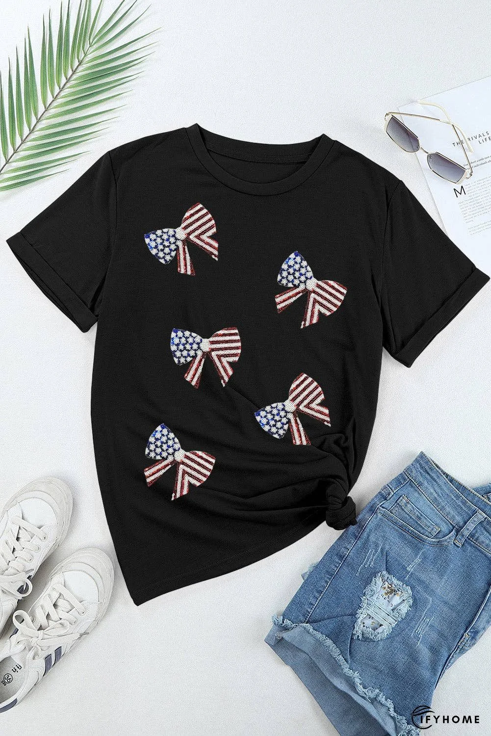 US Flag Round Neck Short Sleeve T-Shirt | IFYHOME