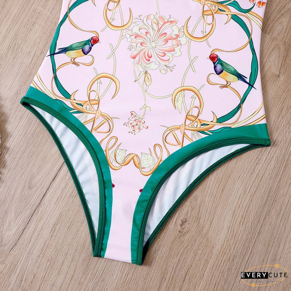 Ladies Strape Shoulder Print One Piece Swimwear SKSW40080T