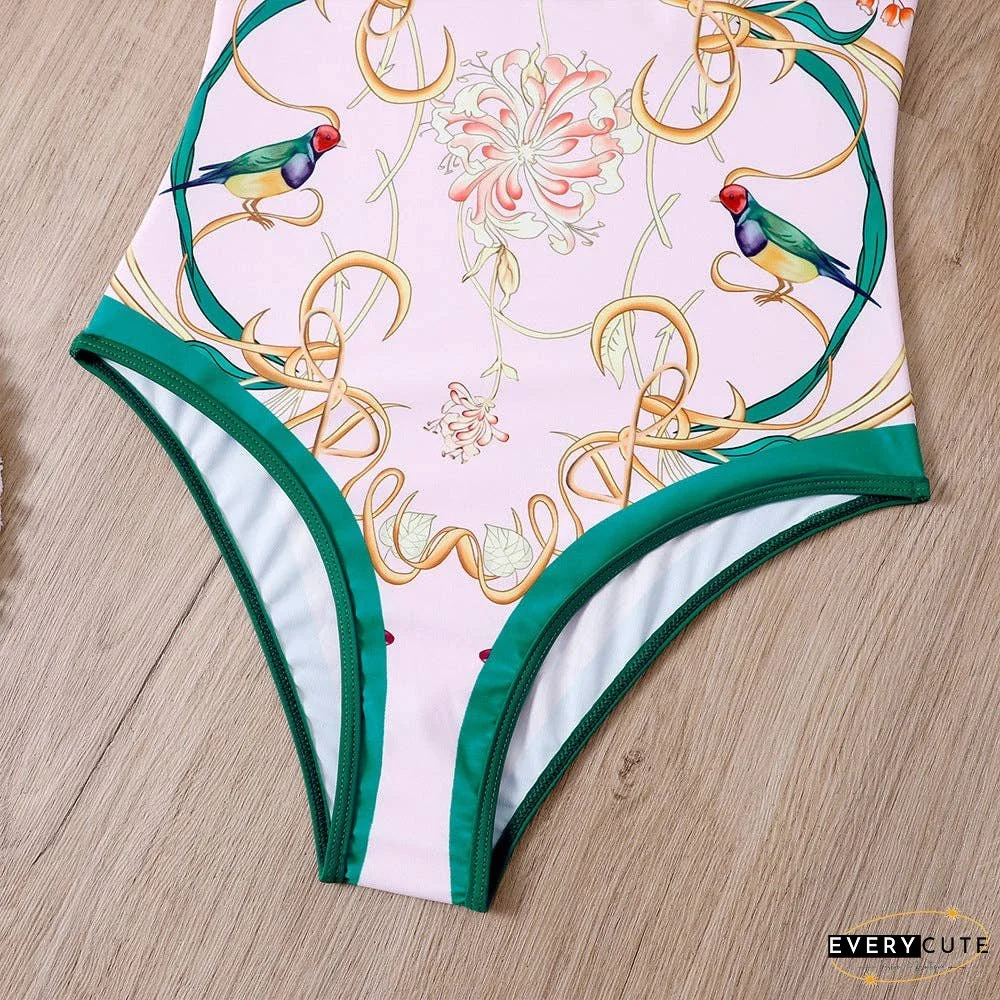 Ladies Strape Shoulder Print One Piece Swimwear SKSW40080T