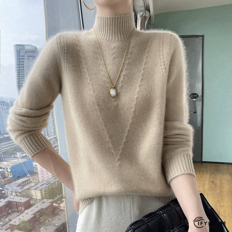 Thick High Neck Jacquard Sweater | IFYHOME