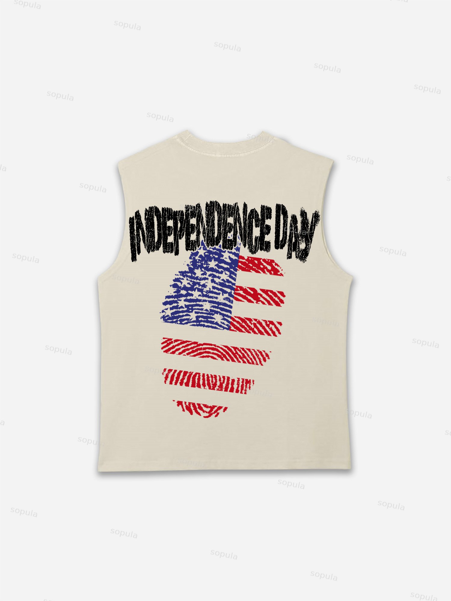 Sopula Independence Day Fingerprint Graphic Tank Top