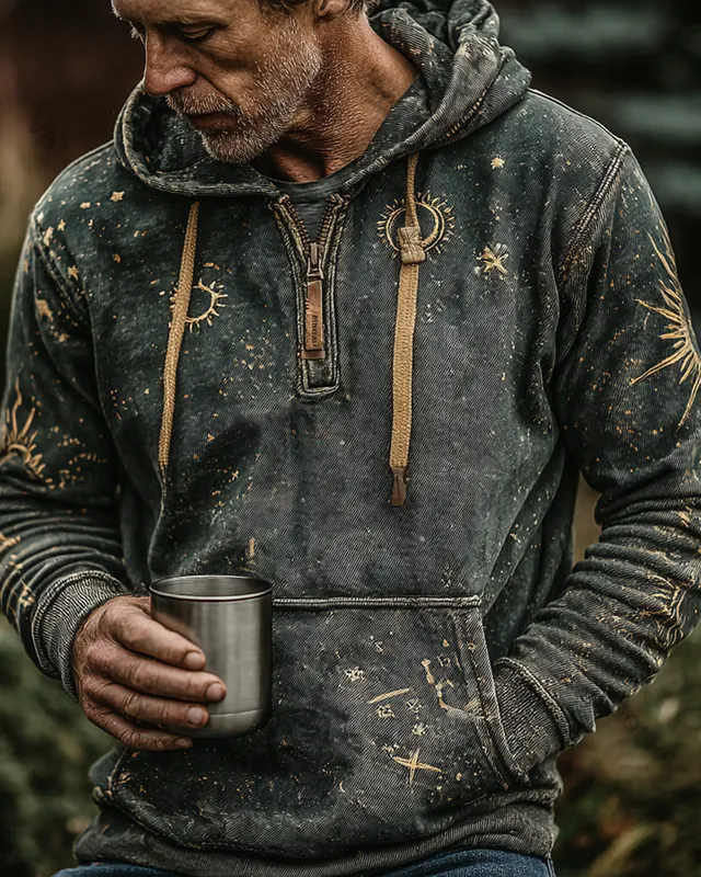 Men's Star and Moon 3D Embroidered Hooded Sweatshirt 6a82