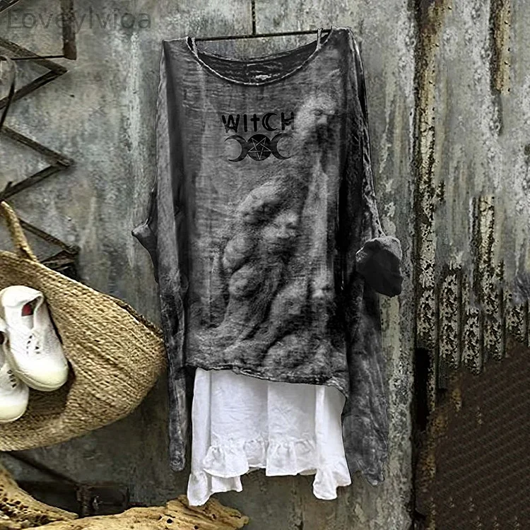 Women's Stealing Souls Halloween Witch Art Print Blouse