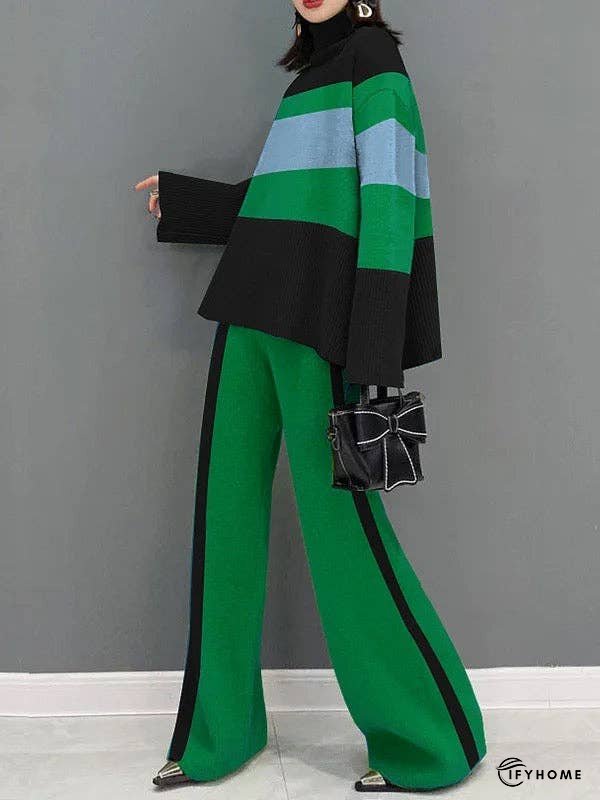 High Waisted Loose Contrast Color Pants Trousers | IFYHOME