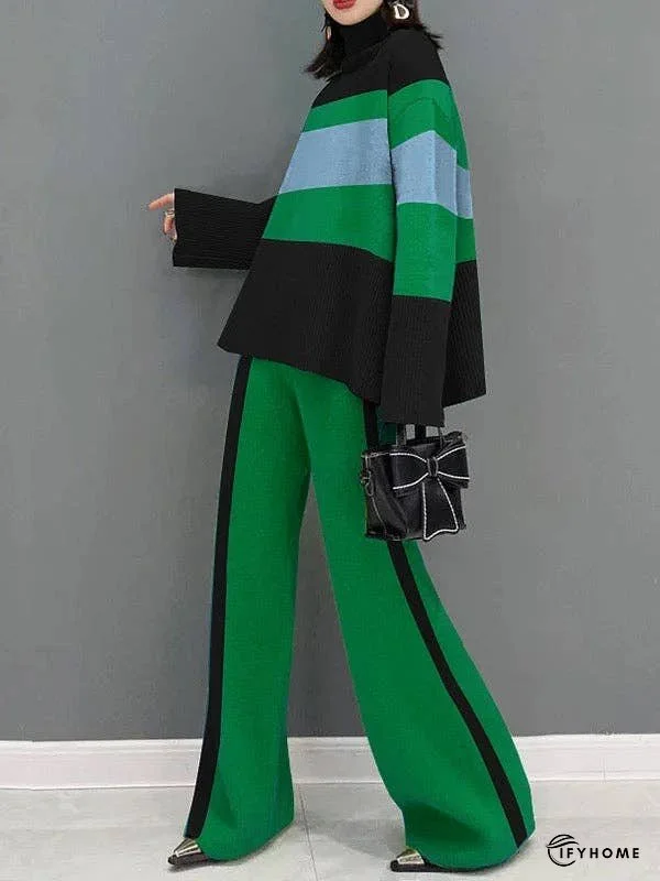 High Waisted Loose Contrast Color Pants Trousers | IFYHOME