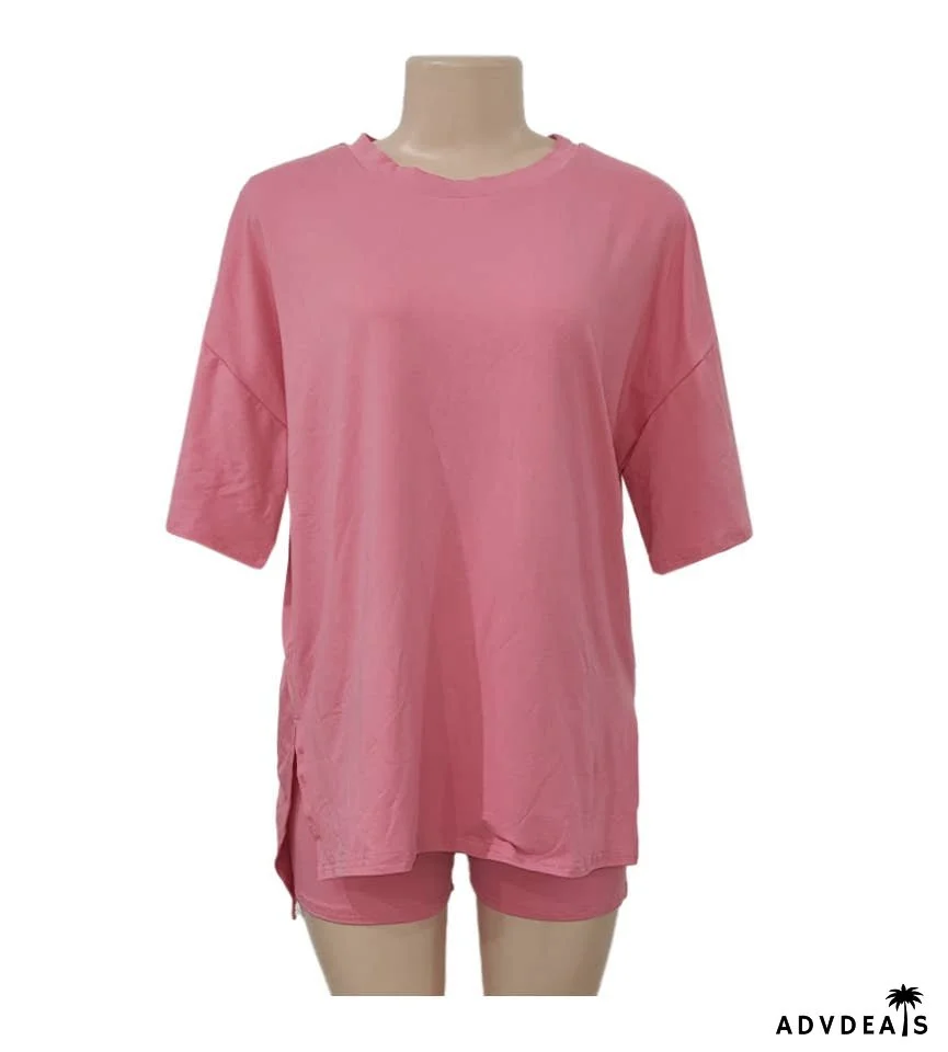 Casual Short-Sleeved Top Shorts Two-Piece Set