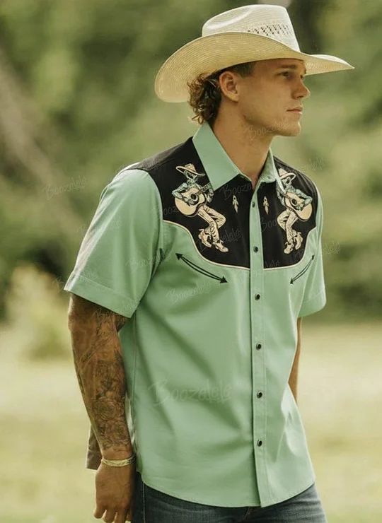 50s Atomic Printed Hawaiian Shirt For Men Shirt100% Cotton Shirt