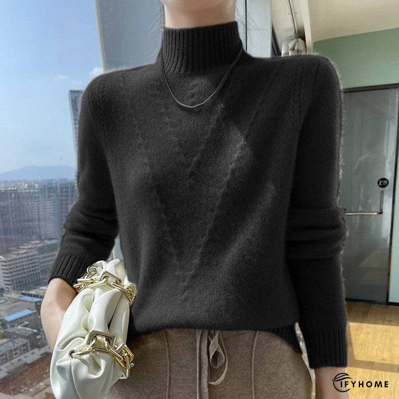 Thick High Neck Jacquard Sweater | IFYHOME