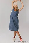 Camry Overall Dress in Dark Wash