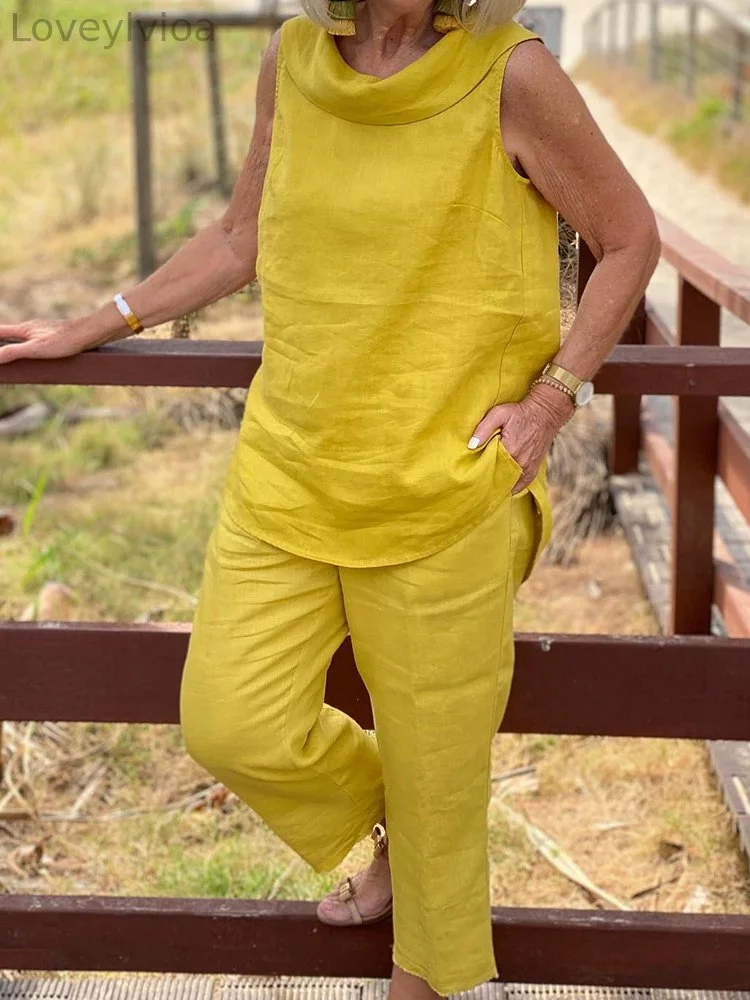 Fashionable Simple Casual Cozy Cotton Linen Set