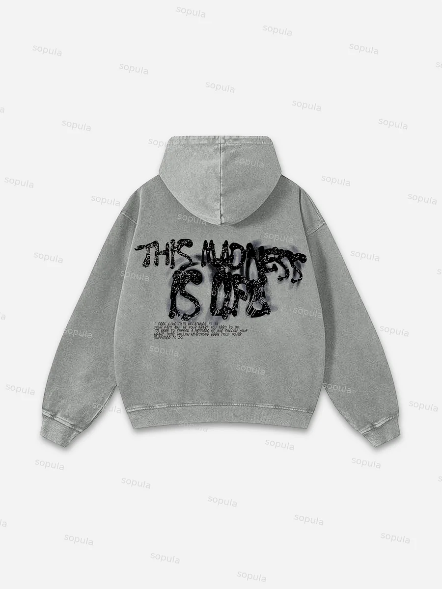 Sopula Vintage Madness Graphic Acid Washed Oversized Hoodie